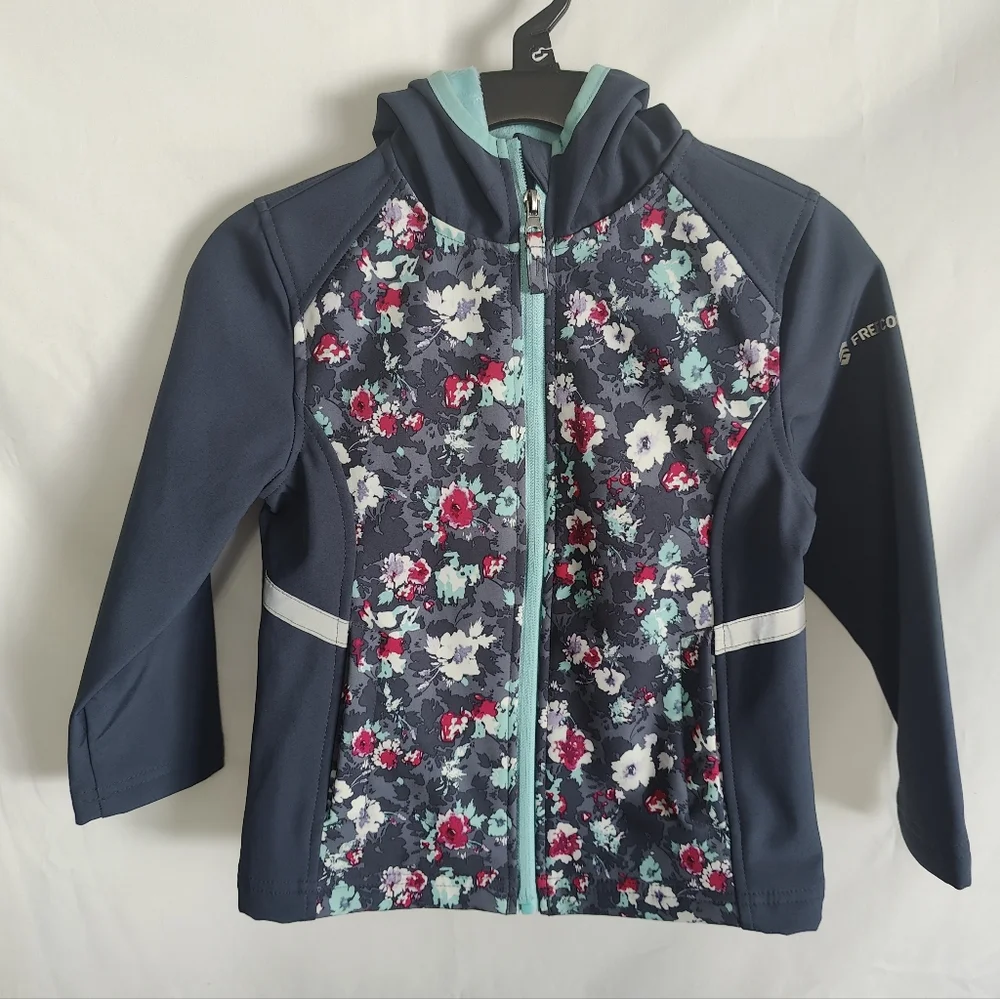 Free Country Girl's Softshell Wind & Water Resistant - Gray Floral - Size 5/6 - Picture 2 of 13